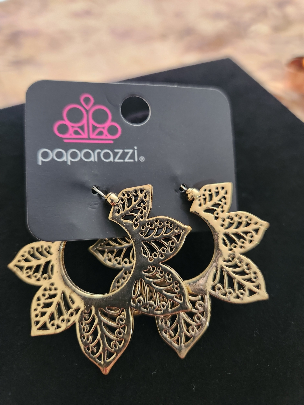 Paparazzi Antique Gold Petal Filigree Hoop Earrings